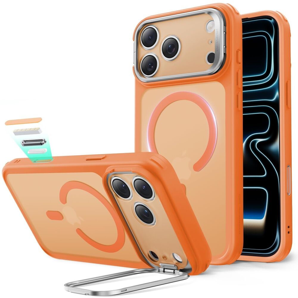 ESR for iPhone 17 Pro Max Case w/ Stash Stand Scratch-Resistant, Frosted Orange